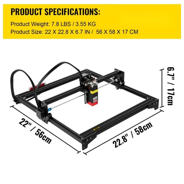 Desktop Laserskærer 16,1"x15,7" Stort graveområde med 5,5W laserkraft. Ideel til kreative projekter!