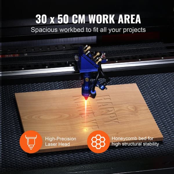 Laserskærer 50W CO2 - Lasergravør og udskæringsmaskine, 300x500 mm arbejdsareal. Perfekt til præcise graveringer!