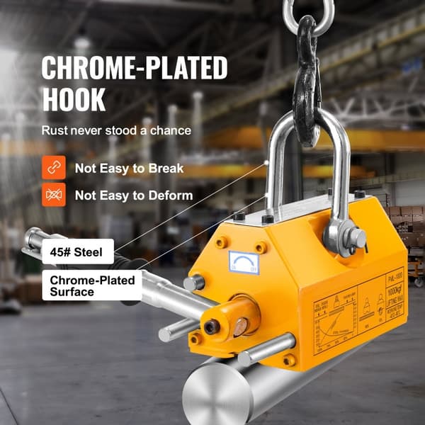 Magnetisk løfter med 2200 lbs/1000 kg kapacitet, 2,5 sikkerhedsfaktor. Neodym-stål, permanent hejsemagnet til kraner og blokke.