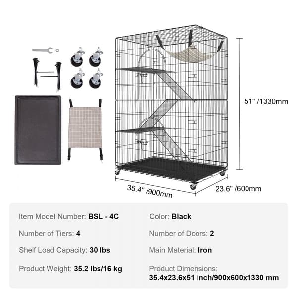 Catio, nelikerroksinen kissahäkki sisätiloihin, irrotettavalla leikkikehällä, 360° pyörivillä pyörillä ja tikkailla.