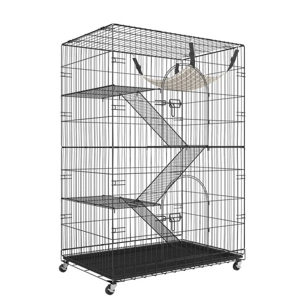 Catio, nelikerroksinen kissahäkki sisätiloihin, irrotettavalla leikkikehällä, 360° pyörivillä pyörillä ja tikkailla.
