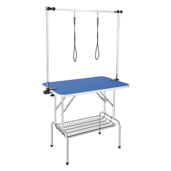 Träningsbord för husdjur med klämma, 915 x 610 mm, hopfällbart, för medelstora och små hundar, gratis trimningshållare.
