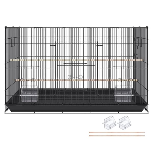 30 tuuman metallinen lintuhäkki, suuri papukaijalle, cockatielille, budgieille ja lovebirdseille, pyörivällä telineellä.