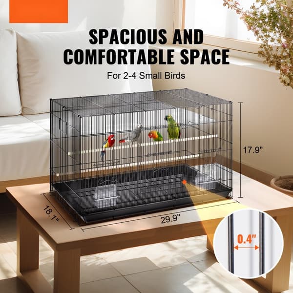 30 tuuman metallinen lintuhäkki, suuri papukaijalle, cockatielille, budgieille ja lovebirdseille, pyörivällä telineellä.