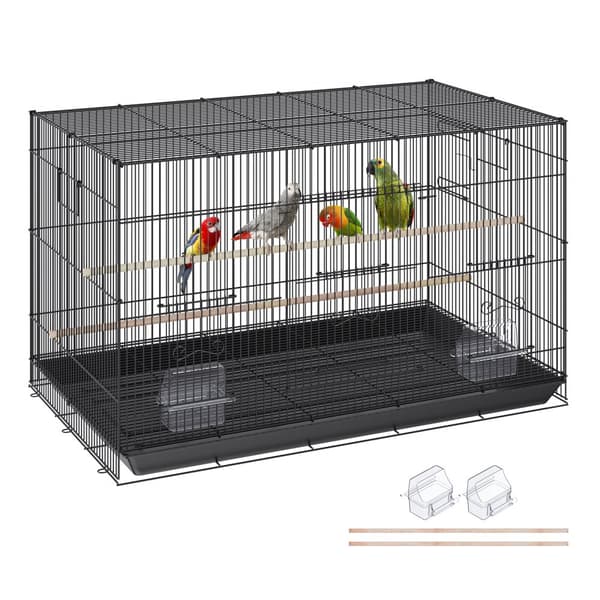 30 tuuman metallinen lintuhäkki, suuri papukaijalle, cockatielille, budgieille ja lovebirdseille, pyörivällä telineellä.