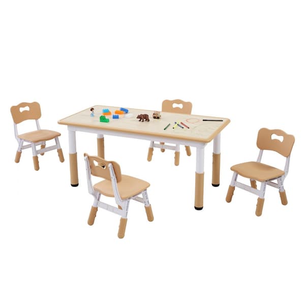 Børnebord med 4 højdejusterbare stole - perfekt til leg og kreativt håndværk.