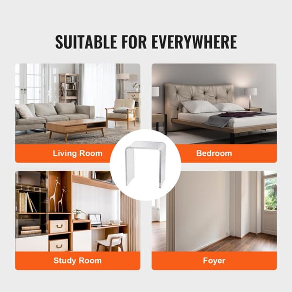 Akryl endebord i C-form, klart Lucite sidebord til drinks og snacks i stue, soveværelse og kontor. Perfekt til moderne indretning.
