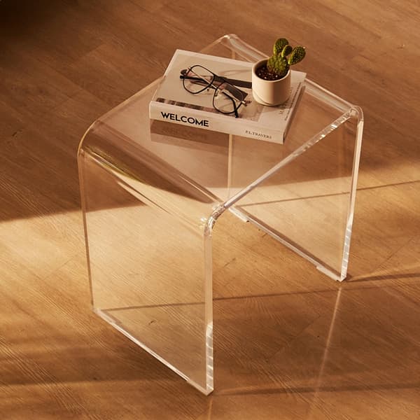 Akryl endebord, 2 C-formede Lucite sideborde i klart akryl til drinks, snacks og mad i stue, soveværelse og kontor.