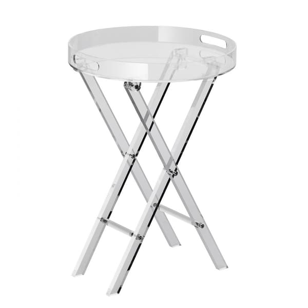 Akryl foldebord med X-ben, ideelt til kaffe og snacks i stuen, soveværelset eller kontoret. Klart og stilrent design.