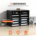 Miniatyrbillede 4 af 9: Wood Literature Organizer, 12 rum, justerbare hylder til kontor- og klasselokaler, EPA-certificeret, sort skab for bedre opbevaring.