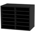 Miniatyrbillede 9 af 9: Wood Literature Organizer, 12 rum, justerbare hylder til kontor- og klasselokaler, EPA-certificeret, sort skab for bedre opbevaring.