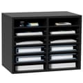 Miniatyrbillede 1 af 9: Wood Literature Organizer, 12 rum, justerbare hylder til kontor- og klasselokaler, EPA-certificeret, sort skab for bedre opbevaring.
