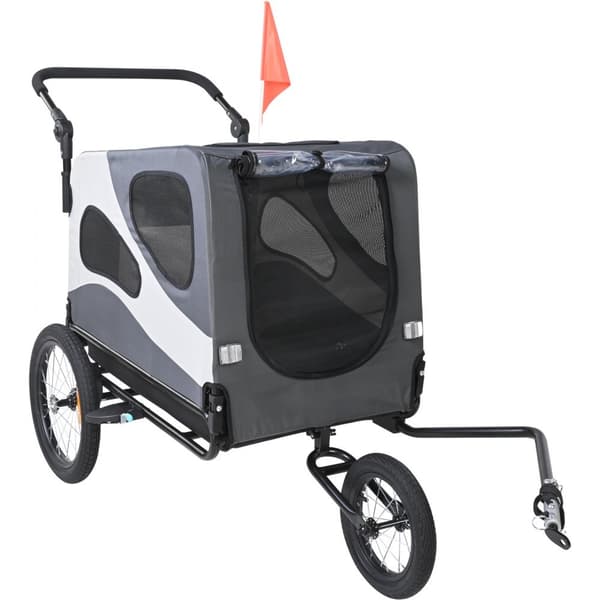 Hundcykelvagn, upp till 100 lbs, 2-i-1 husdjurvagn, hopfällbar ram, snabbkoppling, universal cykelkoppling, reflexer.