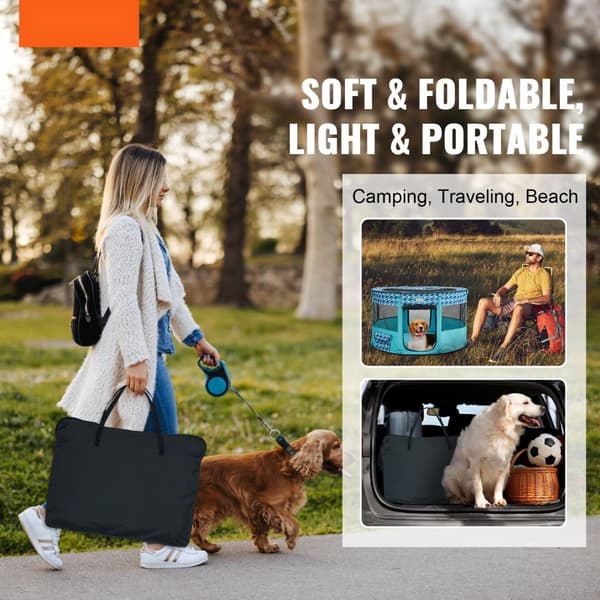 Foldbar kæledyrskravlegård 44'' x 44'' x 24''. Bærbar, vandtæt hundekennel til hvalpe og katte, perfekt til rejser og camping.