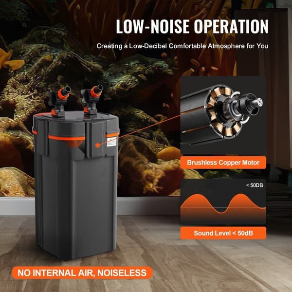 200 Gallon Akvarium Canister Filter med 20w UV Lampe til stille fisketank.