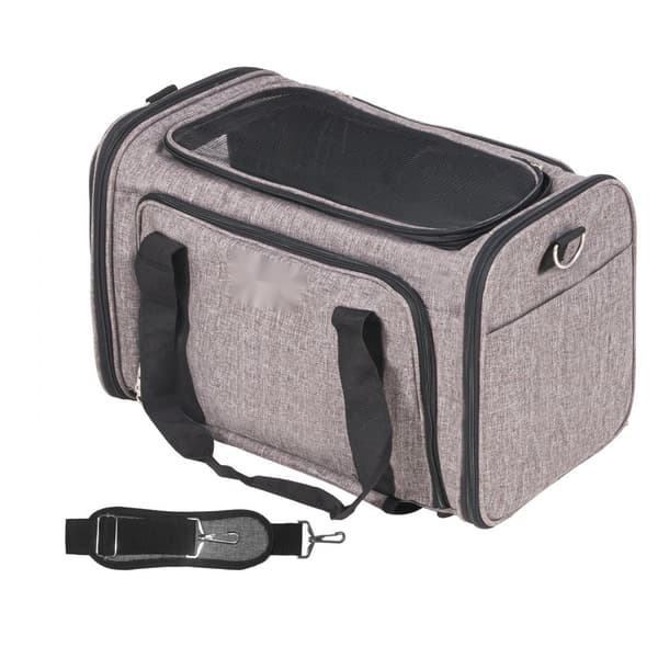 Kattbärande väska med hjul, godkänd av flygbolag, teleskophandtag, axelrem, för husdjur under 25 lbs, grå.