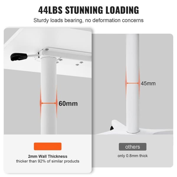 Mobilt höjdjusterbart skrivbord 28,5"-44,2", gasfjäder, 360° svängbara hjul (2 låsbara), bärbar datorvagn för hemmakontor.