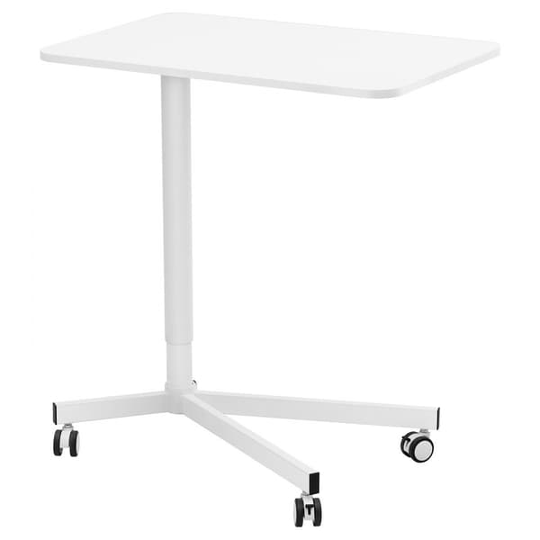 Mobilt höjdjusterbart skrivbord 28,5"-44,2", gasfjäder, 360° svängbara hjul (2 låsbara), bärbar datorvagn för hemmakontor.