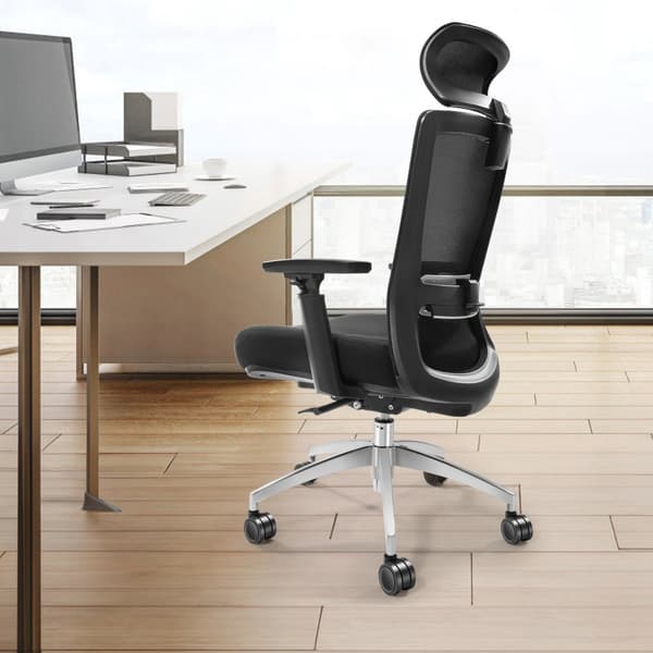 Ergonomisk kontorstol med glidesæde, justerbar højde og vinkel, meshsæde, ryg- og lændestøtte, ideel til hjemme-kontor.