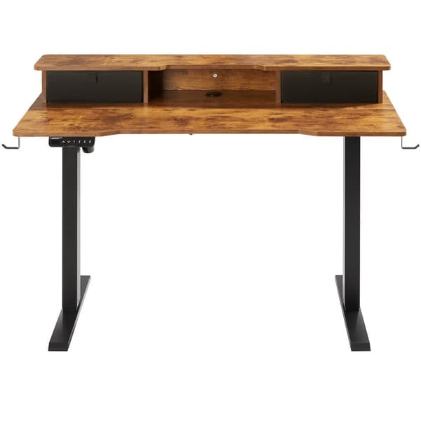 Højdejusterbart elektrisk skrivebord 47,2" x 23,6", plads til dobbelt skærm, 3 funktioner, robust metalramme, op til 180 LBS. Ideelt til hjemme