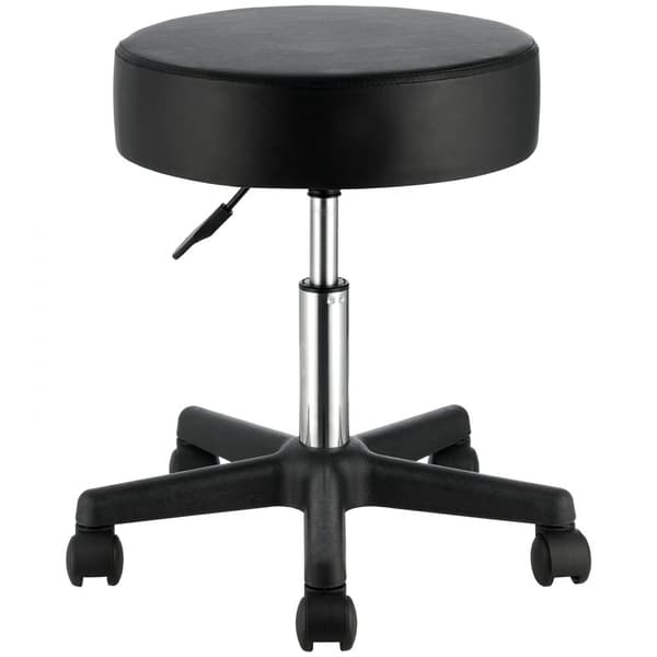 Rulleskamler med hjul, justerbar højde til salon, bar og kontor. 400 LBS kapacitet, ultra-tyk sædehynde, drejelig design i sort.