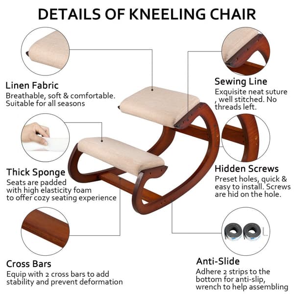 Ergonomisk knæstol med 220 LB kapacitet, perfekt til hjemmekontoret. Optimal støtte og komfort for en god siddestilling.