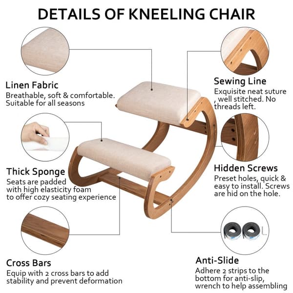 Ergonominen polvistuoli 220 LB, lantiotyyny, kotitoimisto, hyvä asento, valkoinen tammi.