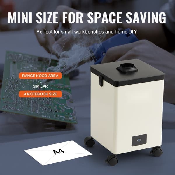 150W lödrökavskiljare med 3-stegsfilter, 332 m³/h, starkt sug och effektiv rökhantering.