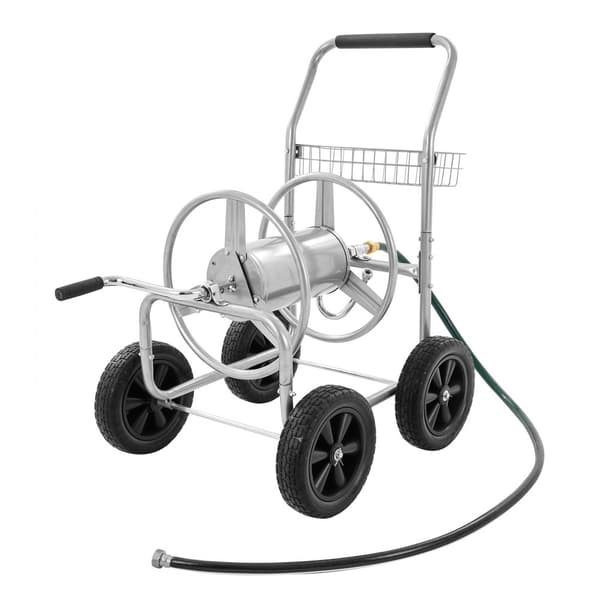 Slangerullevogn til 250 fod 5/8'' slange. Mobil med 4 hjul, holdbart pulverlakeret stål, perfekt til have og gård.