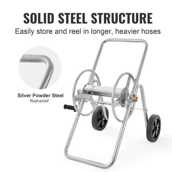 Slangetromlevogn til 175 fod af 5/8'' slange (slange ikke inkluderet). Mobil havevandslangevogn i robust pulverlakeret stål til udendørs brug.