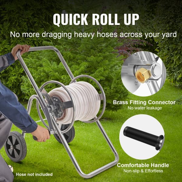 Slangetromlevogn til 175 fod af 5/8'' slange (slange ikke inkluderet). Mobil havevandslangevogn i robust pulverlakeret stål til udendørs brug.