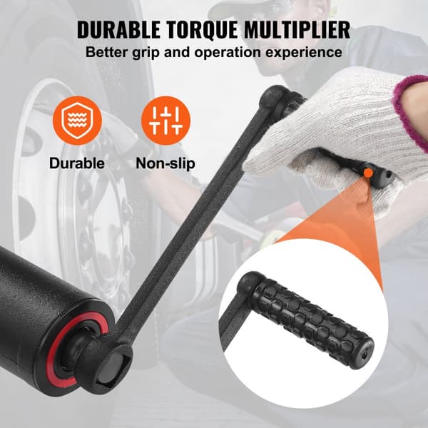 Momentmultiplikator, Heavy Duty sæt til drejningsmoment, 1-tommers nøgle, 4800N.m Lug-møtrikfjerner med 8 fatninger og taske til trailer RV.