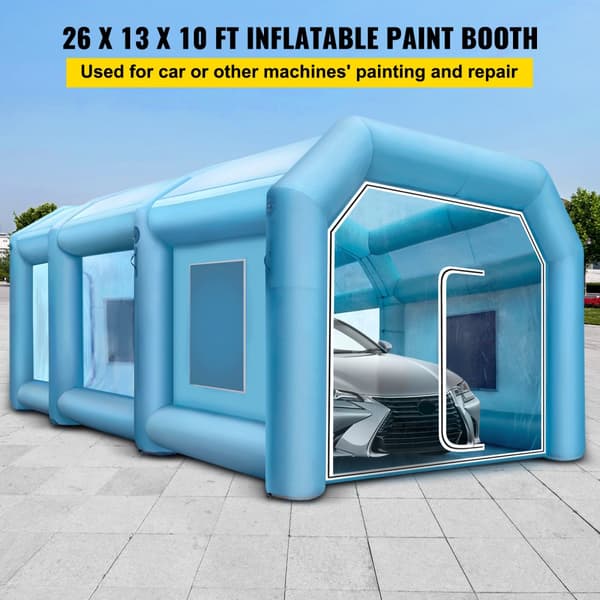 Uppblåsbart Tält 26x13x10Ft Spraybås Bilmålarbås Tält 210D Oxford Tyg Med 2 Blåsare - Gigantisk Arbetsstation