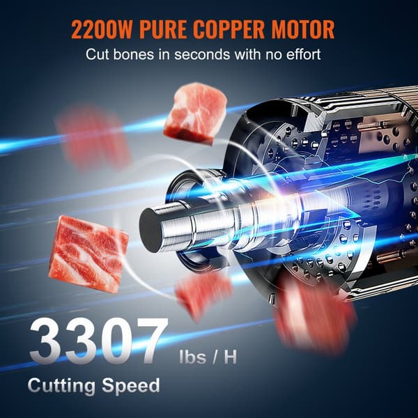 2200W kaupallinen sähkölihavannesaha, ruostumatonta terästä, tehokas luusahakone.