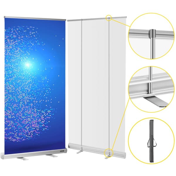 Golvstående nysskydd, 48"x80" roll-up banner, bärbar avskiljare för café, kontor, butik och restaurang.