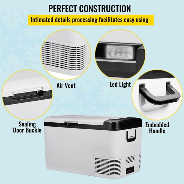 12V Kylskåp, 22Qt, Dubbel-Zon Bil Kyl/Frys m. App Styrning & Hjul, 12/24V DC & 100-240V AC, Kompressorkylare för Bil/RV Båt.