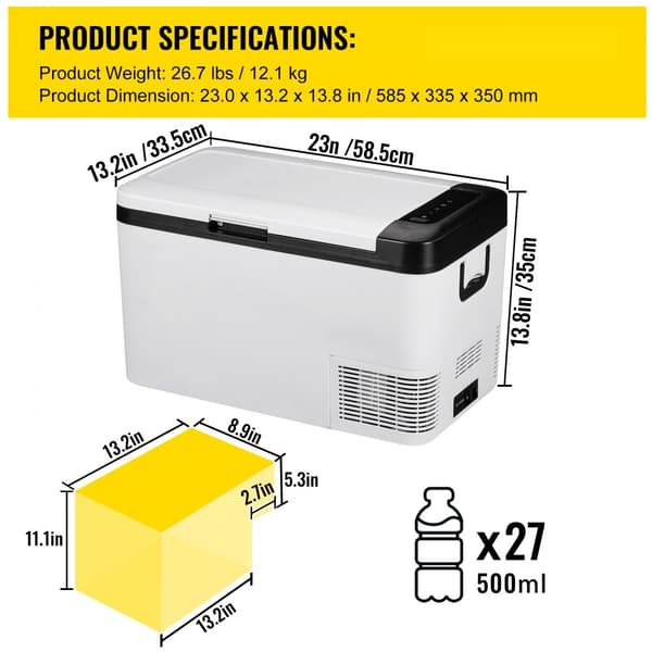 12V Kylskåp, 22Qt, Dubbel-Zon Bil Kyl/Frys m. App Styrning & Hjul, 12/24V DC & 100-240V AC, Kompressorkylare för Bil/RV Båt.