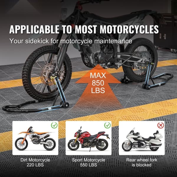 Moottoripyörätelineen nosto, 0,39 tonnin etu-takakärry, U+L-haarukka, yhteensopiva Yamaha, Honda, Kawasaki, Suzuki -malleille.