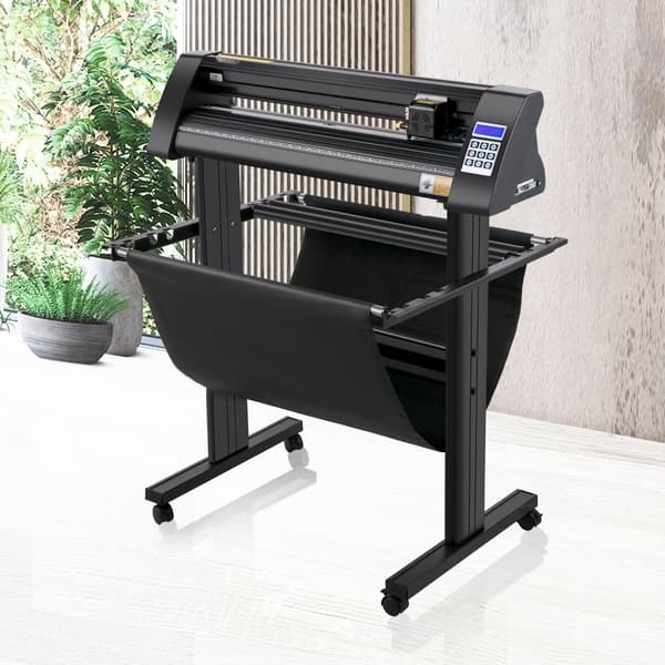 Vinylskærer 720 mm med LED-skærm, halvautomatisk optisk øje, kompatibel med SignMaster-software til Windows og stativ.