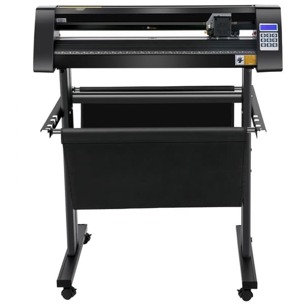 Vinylskærer 720 mm med LED-skærm, halvautomatisk optisk øje, kompatibel med SignMaster-software til Windows og stativ.