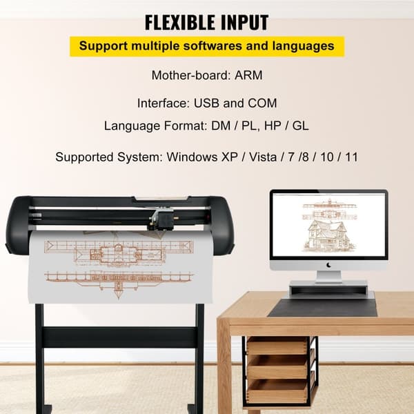 Vinylskærer 28" skæreplotter med justerbar hastighed. DIY skæremaskinesæt til skilte, bannere, klistermærker og SignMaster til Windows.