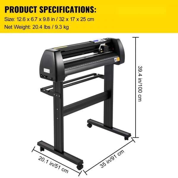 Vinylskärare, 28" vinylplotter, LCD-display, justerbara pinchrollers, skärprogramvara: SignCut & SignMaster för design.