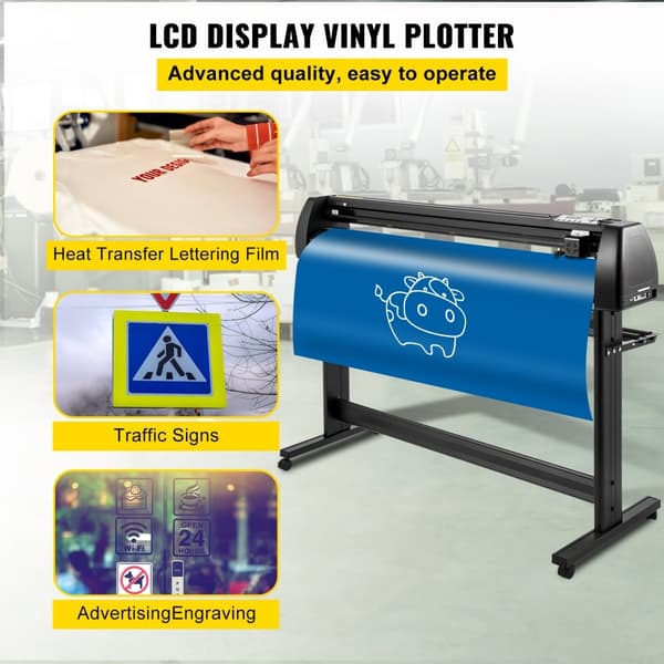 Vinylskærer, 53" plottter med LCD-display, tre justerbare rullehjul, inkl. SignCut og SignMaster software til design og udskæring.