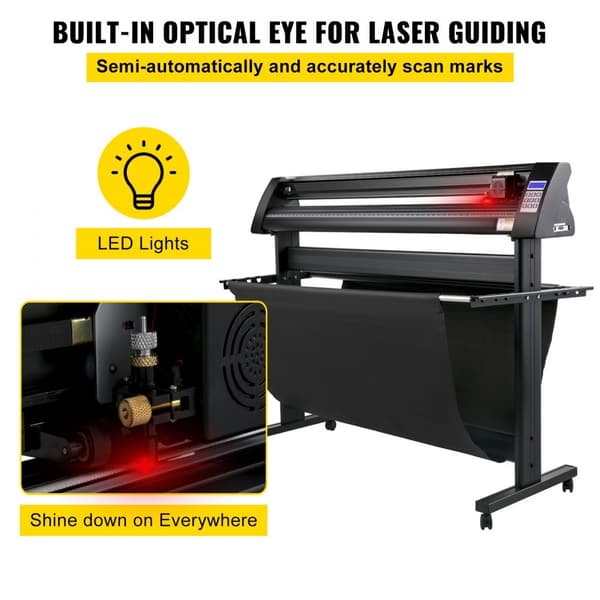 Vinyylileikkuri 1350 mm, LED-näyttö, puoliautomaattinen optinen silmä, yhteensopiva SignMasterin kanssa Windowsille.