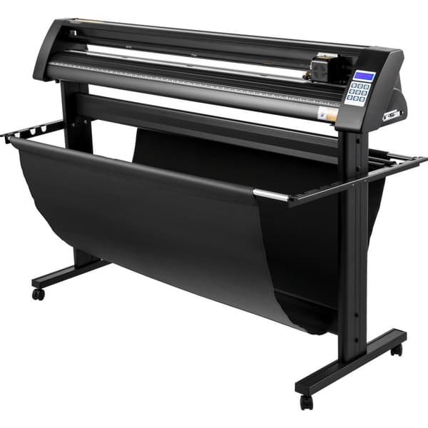 Vinylskærer 1350 mm med LED-skærm, halvautomatisk med optisk øje, kompatibel med SignCut-software til Mac/Windows og stativ.