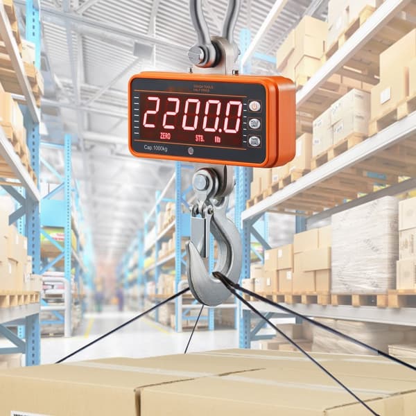 Digitaalinen nosturivaaka 2200 lbs/1000 kg, teolliseen käyttöön, kaukosäätimellä, alumiinikotelo, LED-näyttö.