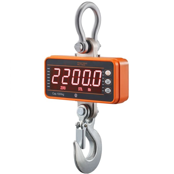 Digitaalinen nosturivaaka 2200 lbs/1000 kg, teolliseen käyttöön, kaukosäätimellä, alumiinikotelo, LED-näyttö.