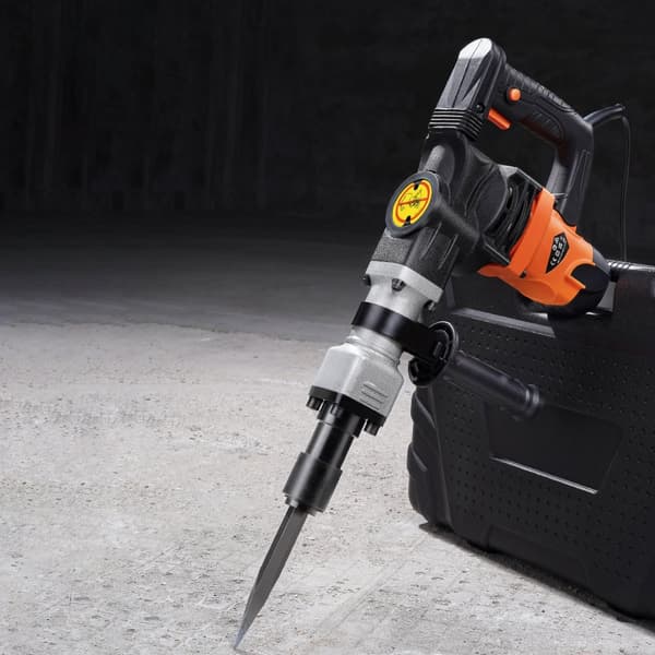 Nedbrydningshammer 1600W elektrisk concrete breaker med 2 mejselbit - effektiv til nedrivning og betonarbejde.