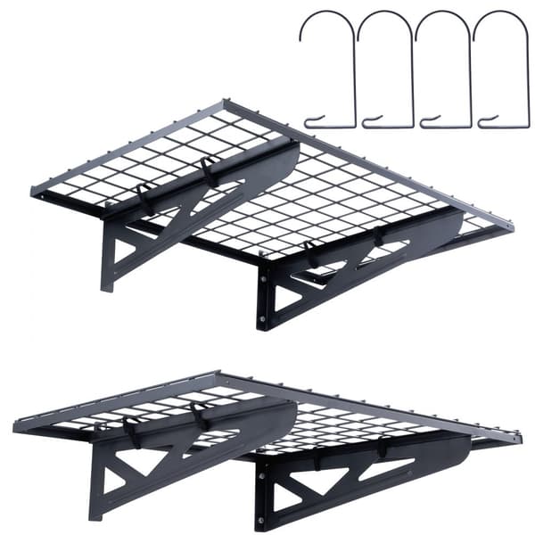 Garageopbevaringshylder, 2-pak, 3 x 2 fod, robuste vægmonterede hylder med 500 lbs kapacitet. Ideelle til garage og skur.