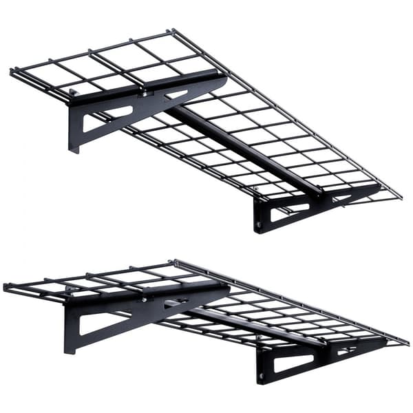 Garagehylder til opbevaring, 2 pakker, 4x1 fod, vægmonterede med 400 lbs kapacitet. Ideel til skur og garage.